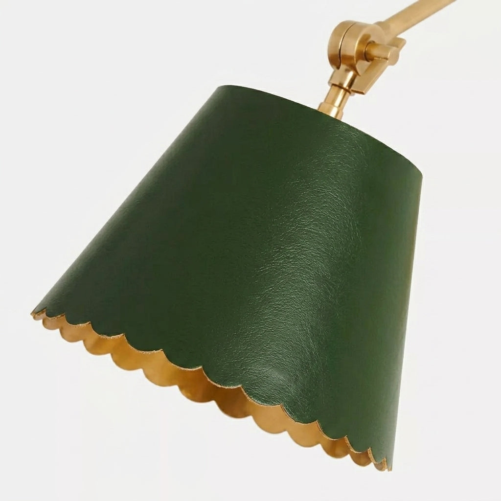 Aplique de pared Foldray con pantalla cilíndrica festoneada: Lámpara de pared rústica moderna para dormitorio
