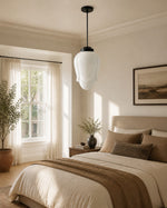 Load image into Gallery viewer, Vintage Art Deco Milk Glass Geometric  Skyscraper Shade Pendant Light