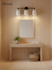 Hanton 3 Light Henry Glass Wall Sconce - Milk Glass Cylinder Light For Bath