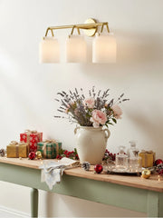 Hanton Modern 3-Light Wall Sconce – Milk Glass Fixture for Bathroom, Hallway, and Living Spaces