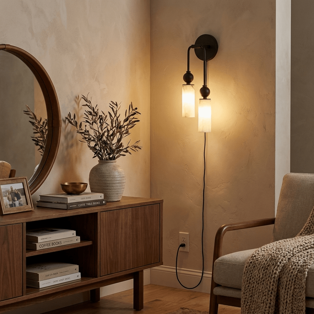 Harlin Alabaster Plug-In Wall Light with Inline Switch - product image 5