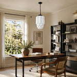 Load image into Gallery viewer, Vintage Art Deco Milk Glass Geometric  Skyscraper Shade Pendant Light