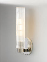 Cargar imagen en el visor de la Galería, Aplique de pared moderno Rivora de vidrio estriado para interiores y exteriores. Ideal para la decoración del hogar.
