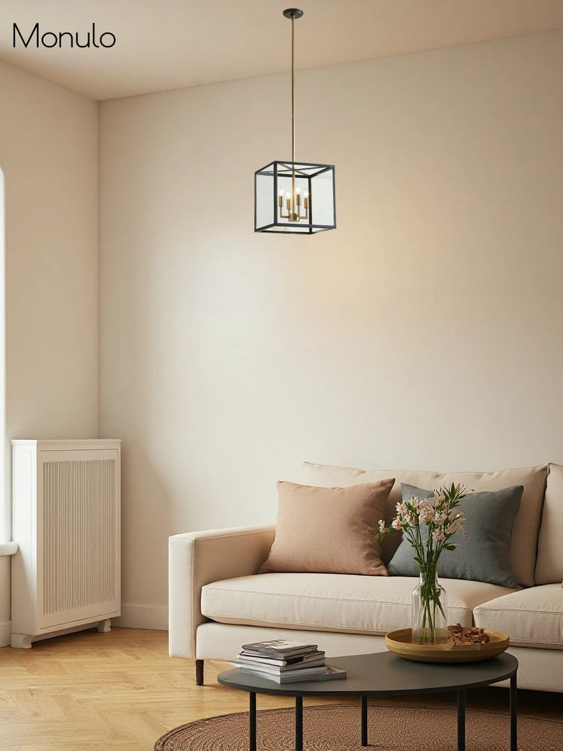 Lámpara colgante de exterior de vidrio Ferrix - Iluminación industrial para porches delanteros