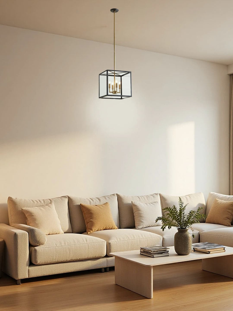 Lámpara colgante de exterior de vidrio Ferrix - Iluminación industrial para porches delanteros