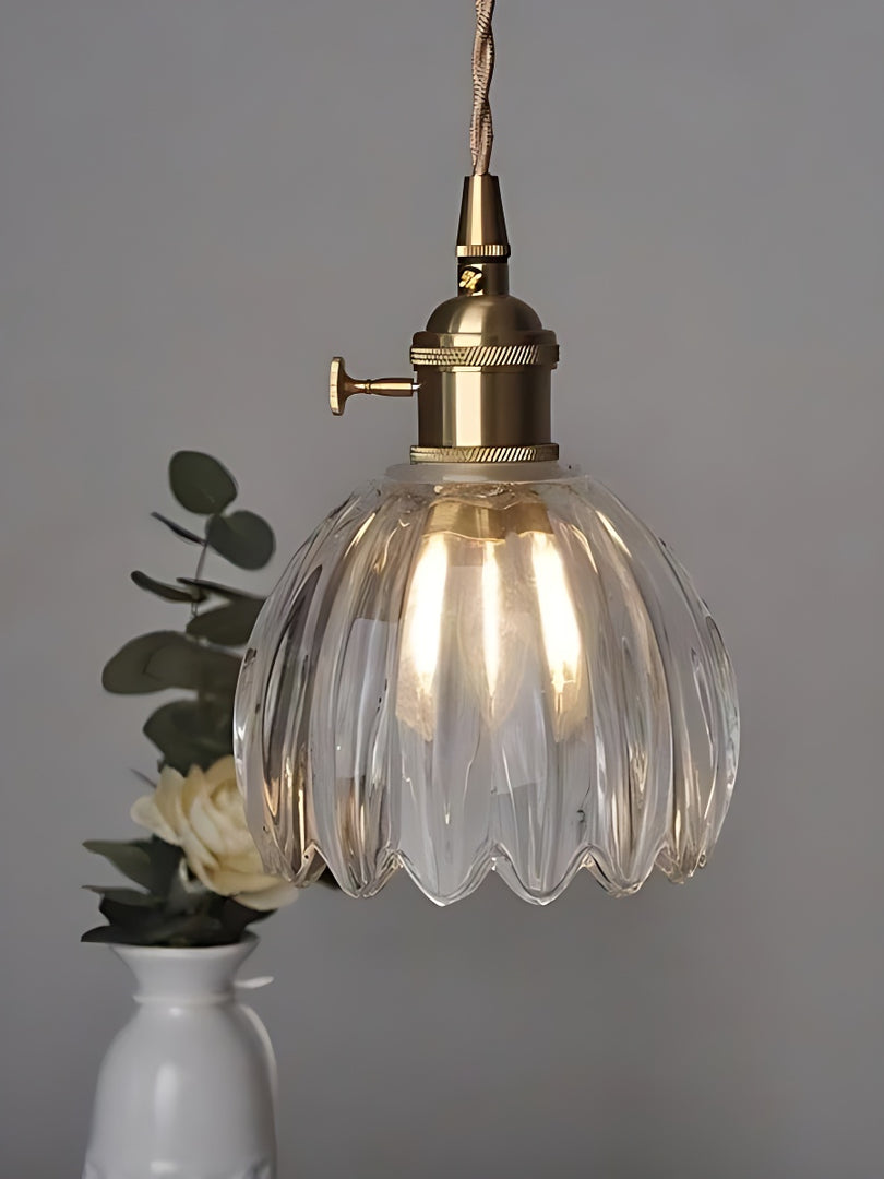 Japanese Retro Glass Flower Pendant Light