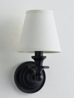 Load image into Gallery viewer, Kalvora Drum Shade Wall Sconce – Fabric Sconce Light for Cozy Cottage Lighting
