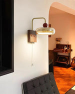 Load image into Gallery viewer, Walnut Base and Amber Glass Wall Lamp - product view 11