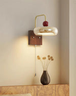 Load image into Gallery viewer, Walnut Base and Amber Glass Wall Lamp - product view 13