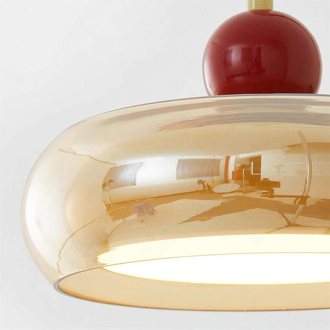 Walnut Base and Amber Glass Wall Lamp - product view 12