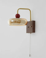 Load image into Gallery viewer, Walnut Base and Amber Glass Wall Lamp - product view 8