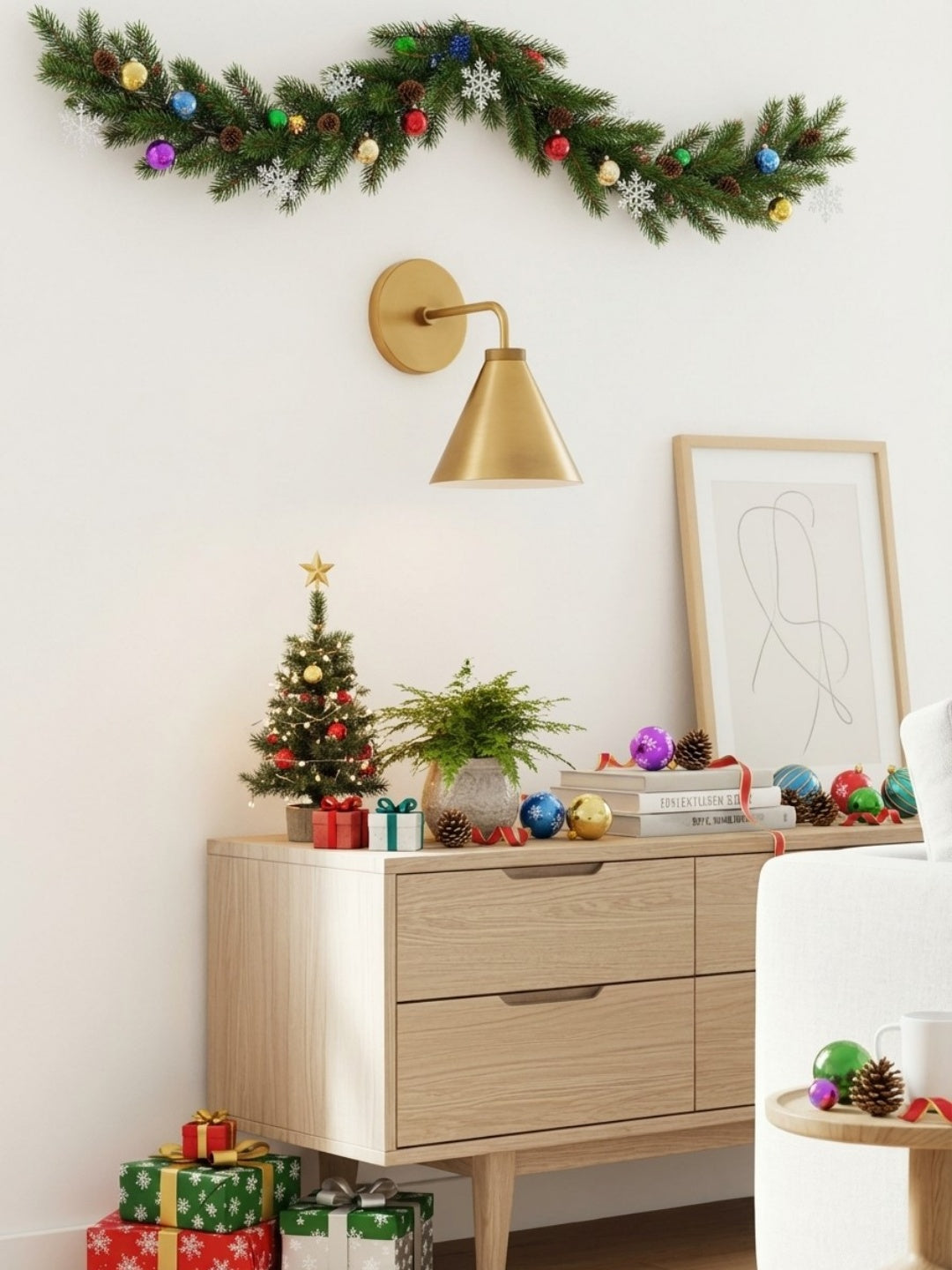 Applique murale conique conique en métal noir ou laiton – Design rétro 