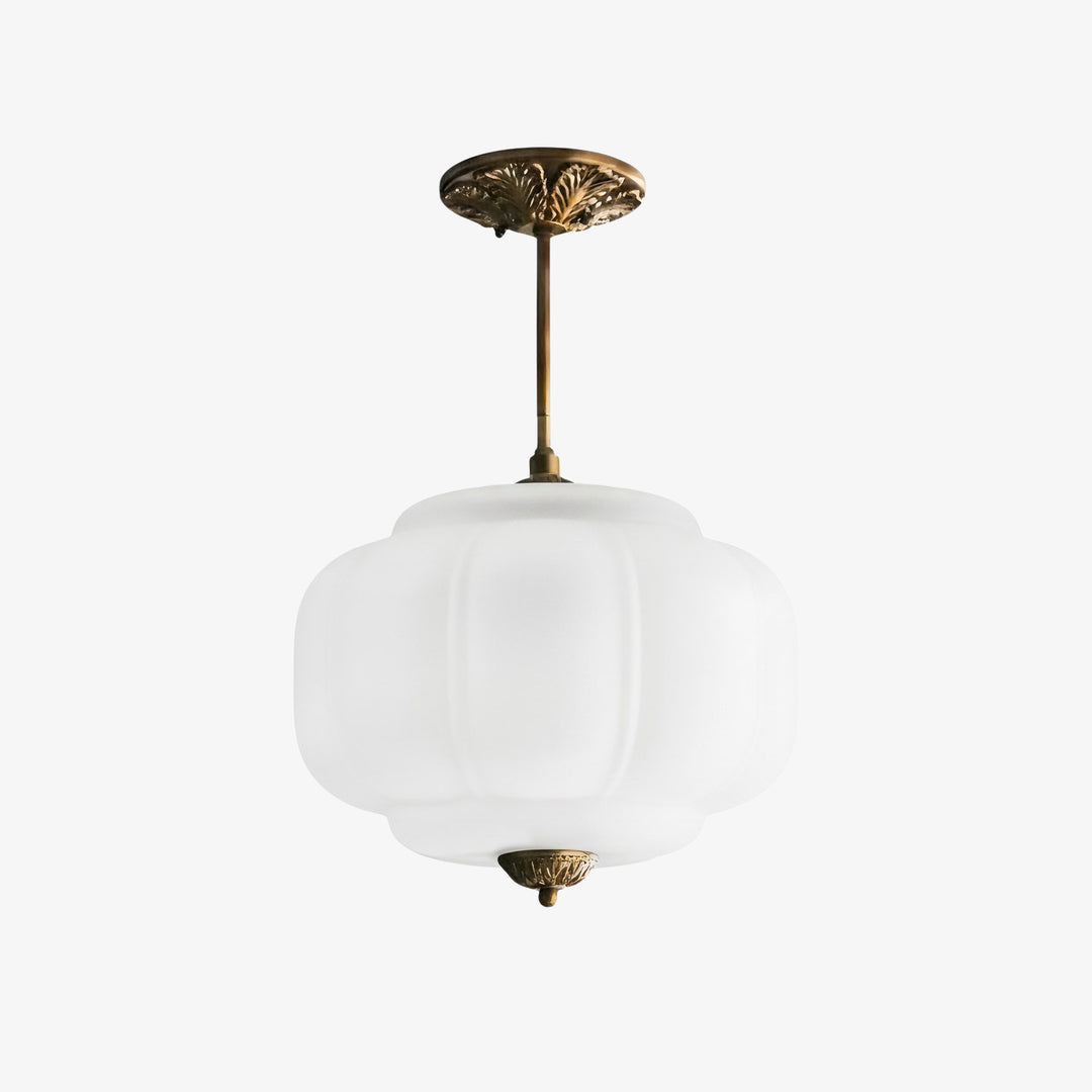 Eloise Vintage Inspired Scalloped Milk Glass Pendant - Modern Accent Light for Kitchen and Bedroom
