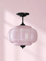 Load image into Gallery viewer, Eloise Scallop Vintage Milk Glass Semi Flush Mount Pendant Light