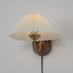 Load image into Gallery viewer, Pleated Fabric and Ash Wood Plug-In Wall Lamp product view