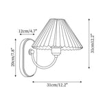 Load image into Gallery viewer, Pleated Fabric and Ash Wood Plug-In Wall Lamp dimension diagram