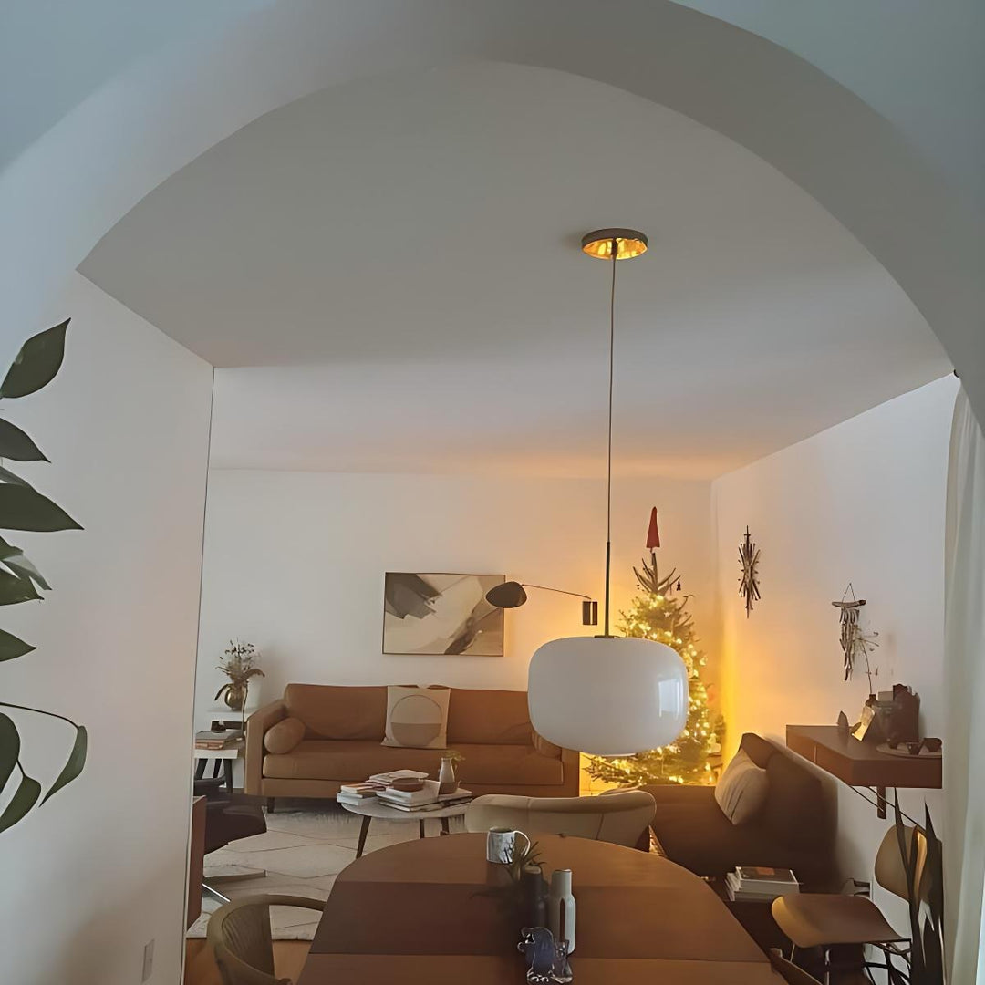 Lámpara colgante Lumivelle con pantalla de cristal escultórica: lámpara moderna para cocina y comedor.