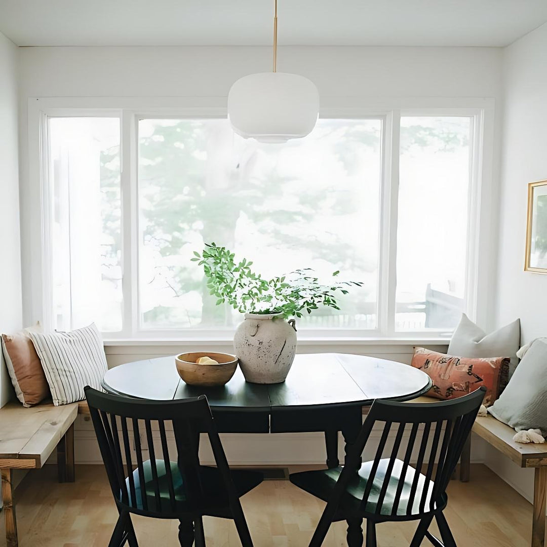 Lámpara colgante Lumivelle con pantalla de cristal escultórica: lámpara moderna para cocina y comedor.