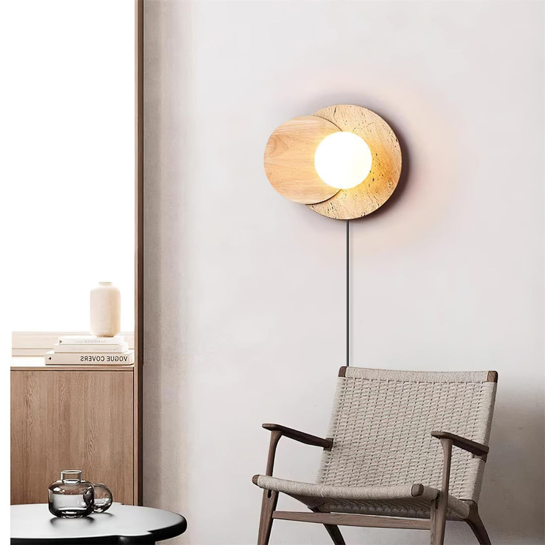 Lunar Eclipse Travertine Plug-In Wall Light - product image 2