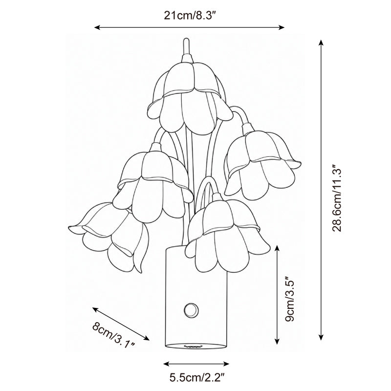 Bell-Flower Rechargeable Wall Sconce - dimension drawing 5