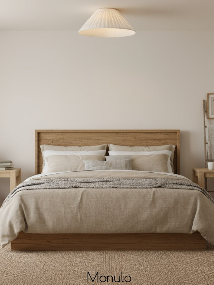Luvora Conical Pleated Ceiling Light - Round Linen Shade Flush Mount