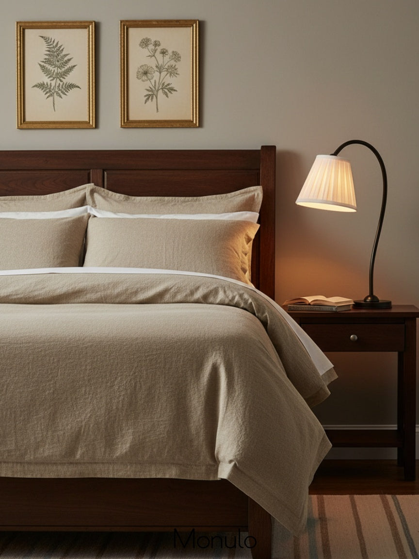 Luvora Fabric Drum Table Lamp - Pleated Shade Retro Design For Bedroom
