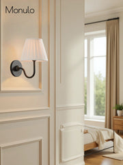 Luvora Fabric Shade Wall Sconce with Drum Shade - Classic Pleated Sconce Light