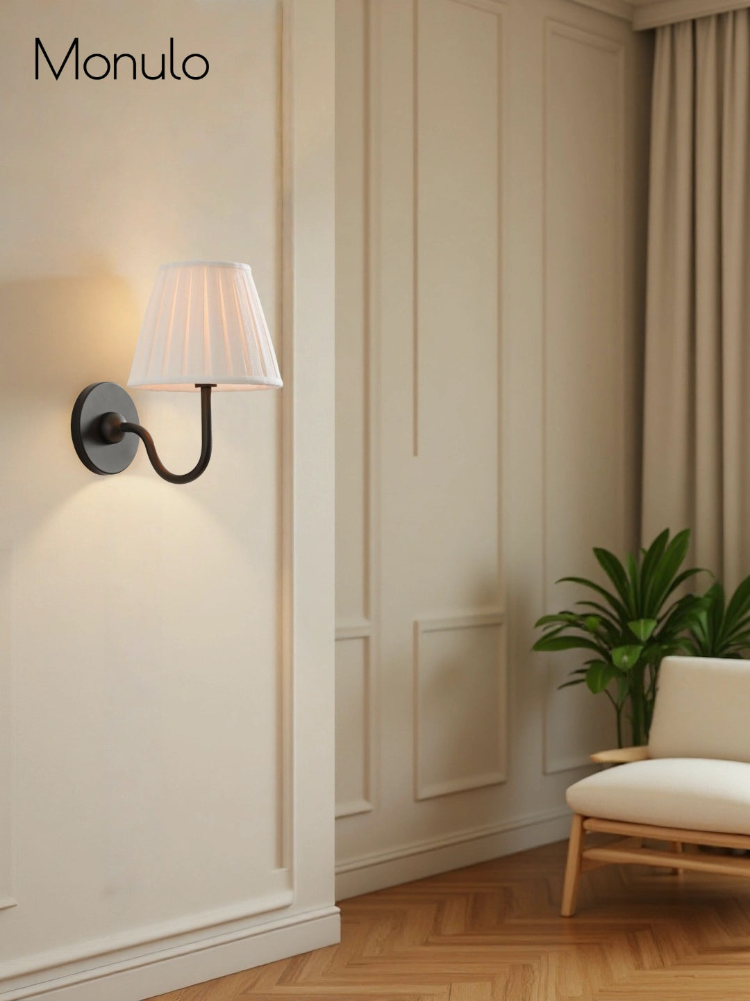 Luvora Fabric Shade Wall Sconce with Drum Shade - Classic Pleated Sconce Light