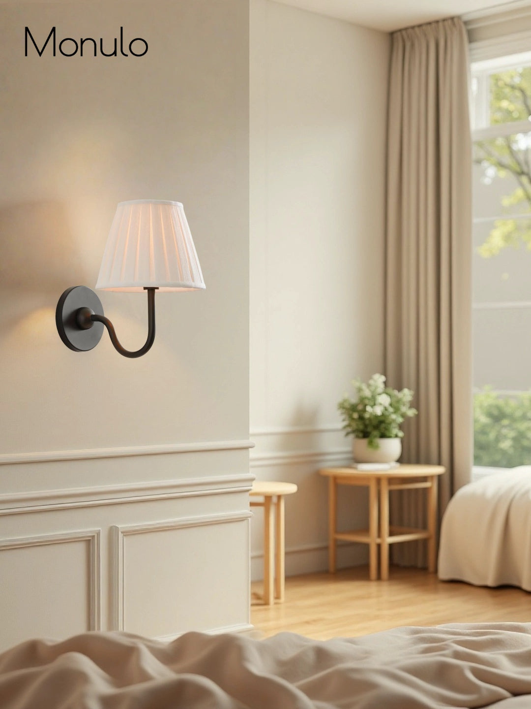 Luvora Fabric Shade Wall Sconce with Drum Shade - Classic Pleated Sconce Light