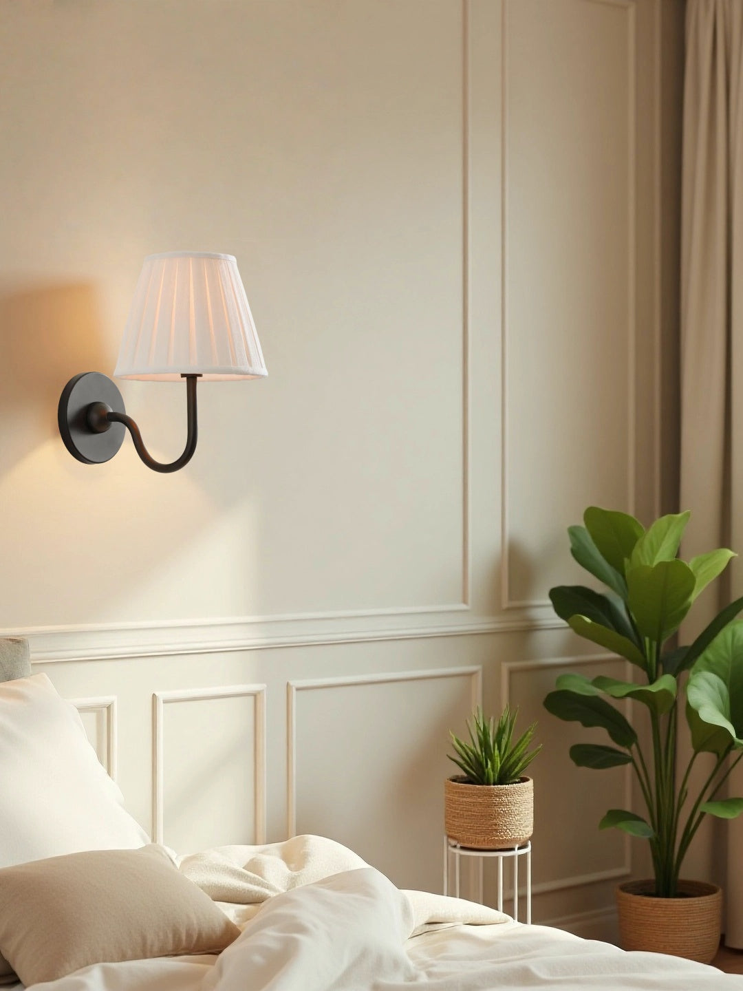 Luvora Fabric Shade Wall Sconce with Drum Shade - Classic Pleated Sconce Light