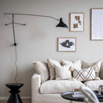 Load image into Gallery viewer, Adjustable Long-Reach Black Wall Lamp room scene 17