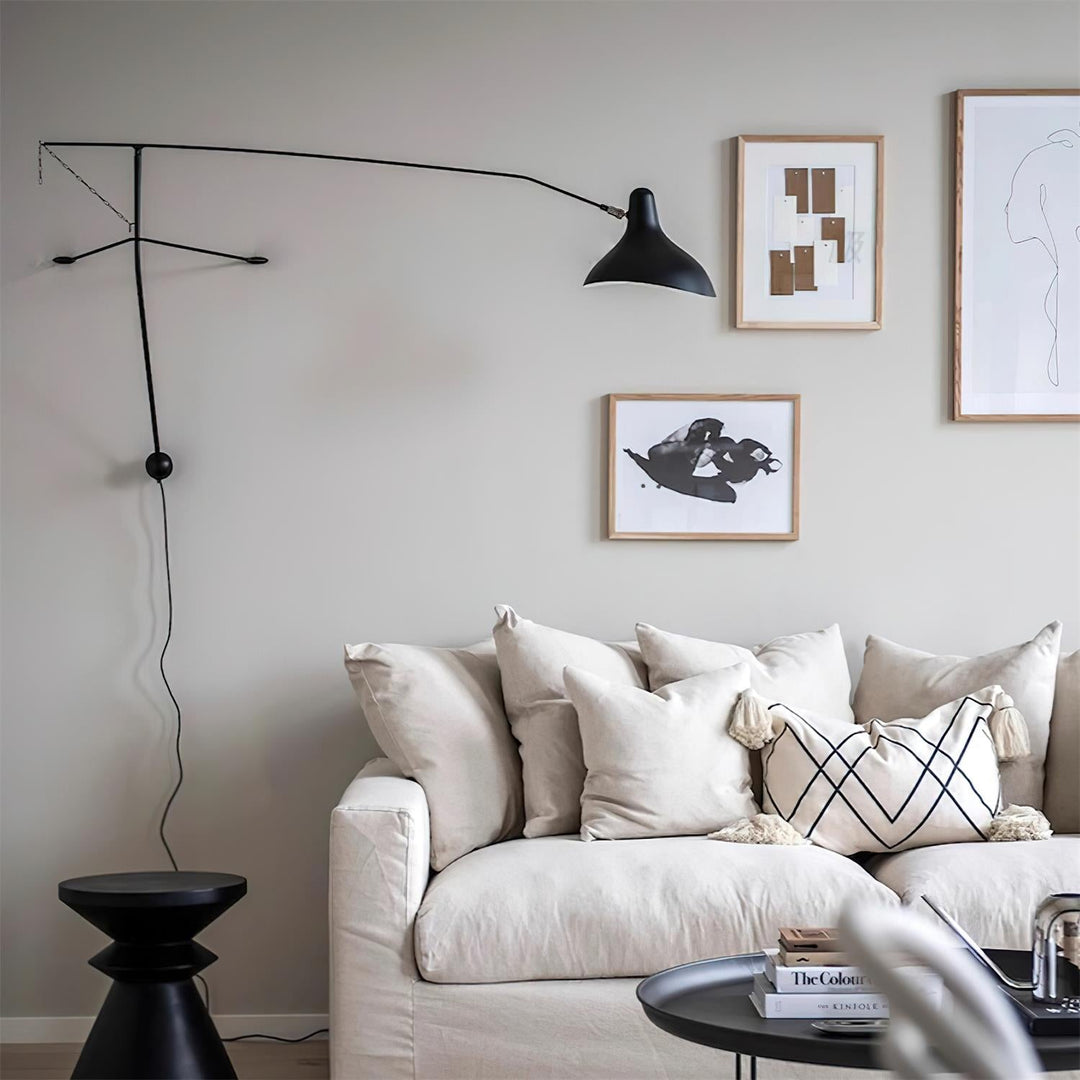Adjustable Long-Reach Black Wall Lamp room scene 17