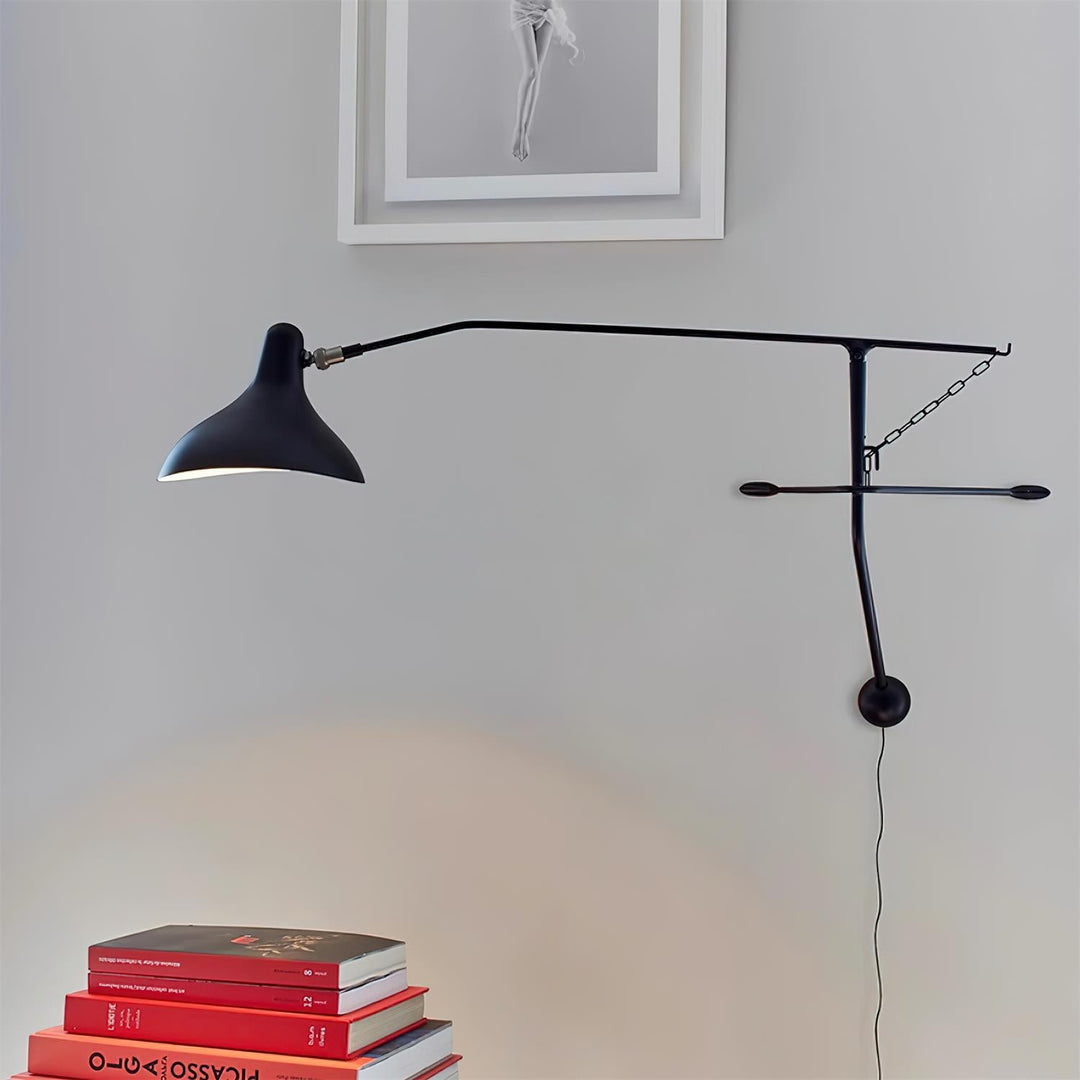 Adjustable Long-Reach Black Wall Lamp product view 2