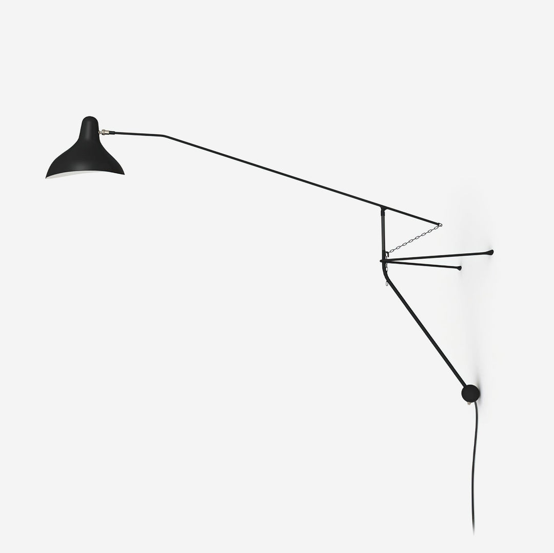 Adjustable Long-Reach Black Wall Lamp product view 1
