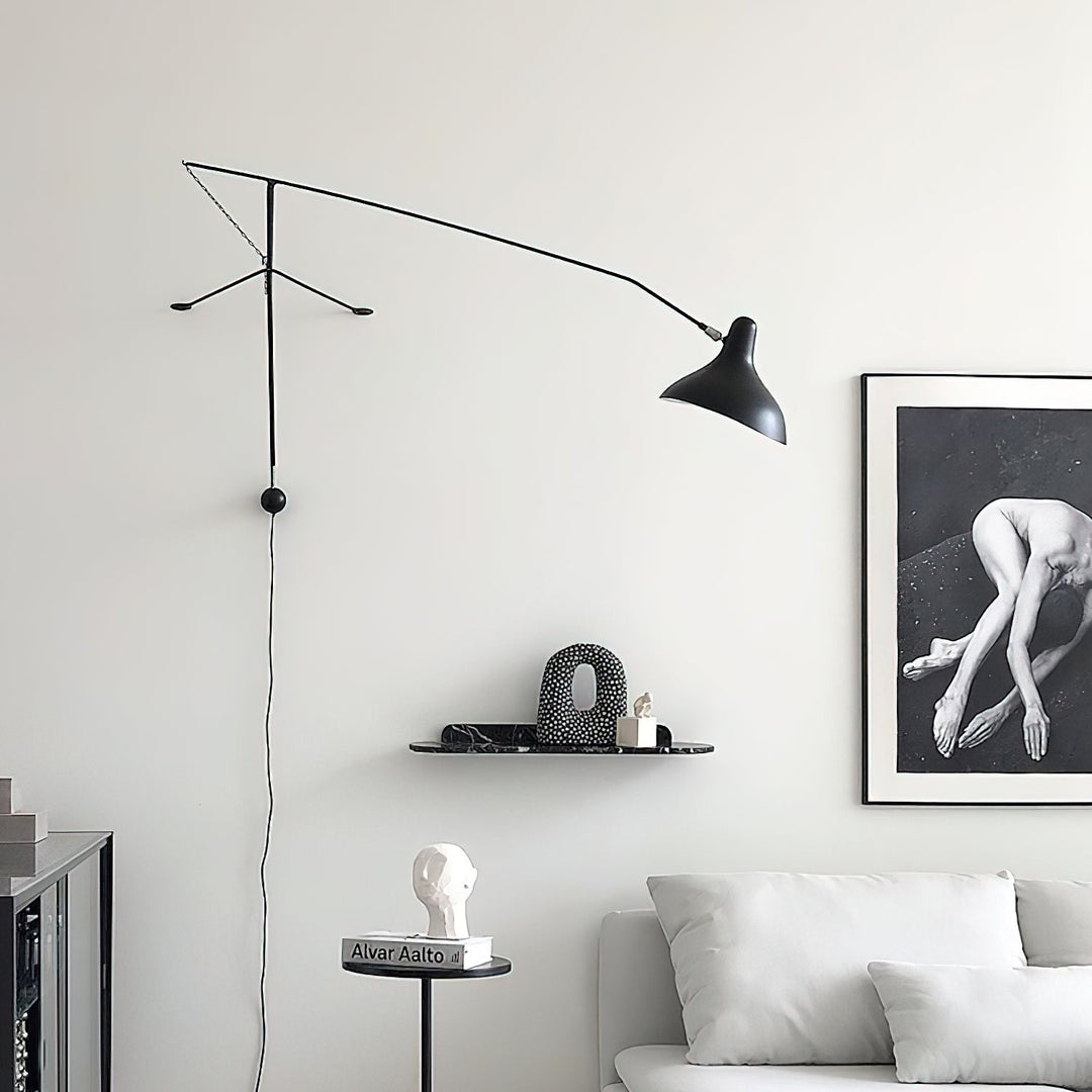 Adjustable Long-Reach Black Wall Lamp product view 9