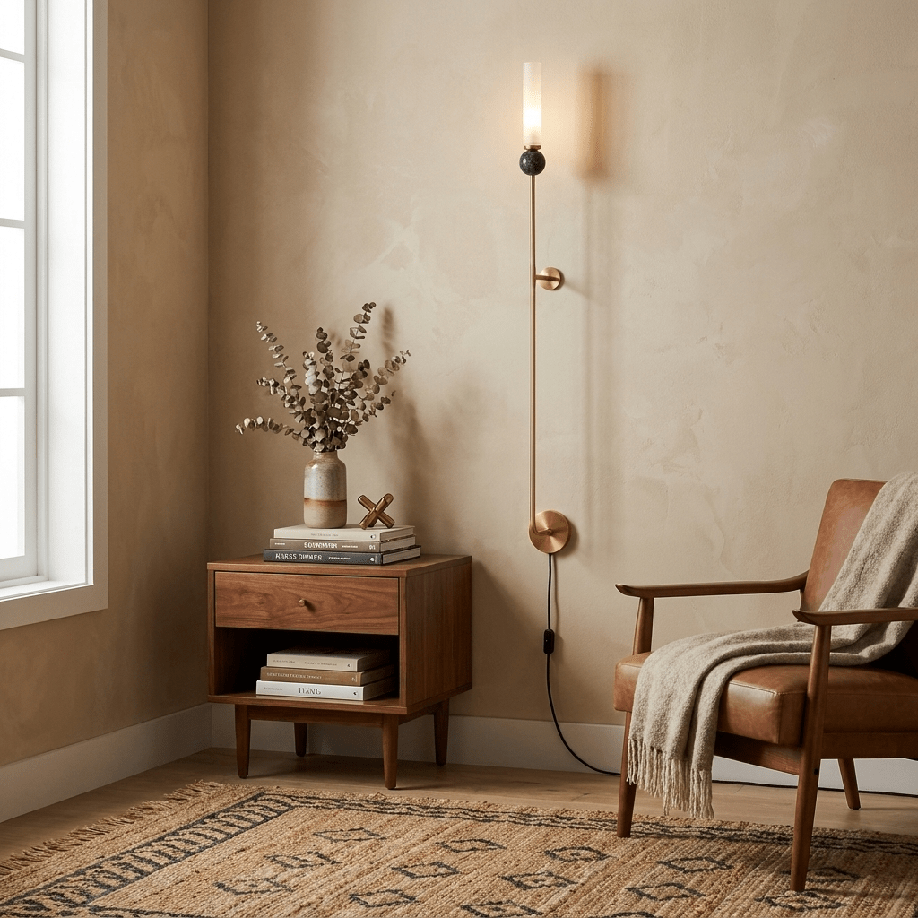 Marble Vertical Plug-In Wall Light with Inline Switch - product image 3