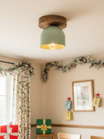 Load image into Gallery viewer, Metio Dome Scandinavian Oak Flush Mount Ceiling Light – Modern Minimalist Design for Living Room &amp; Bedroom