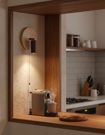 Load image into Gallery viewer, Travertine and Wood Adjustable Wall Light - product view 9