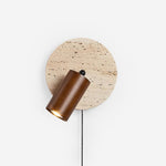 Load image into Gallery viewer, Travertine and Wood Adjustable Wall Light - product view 1