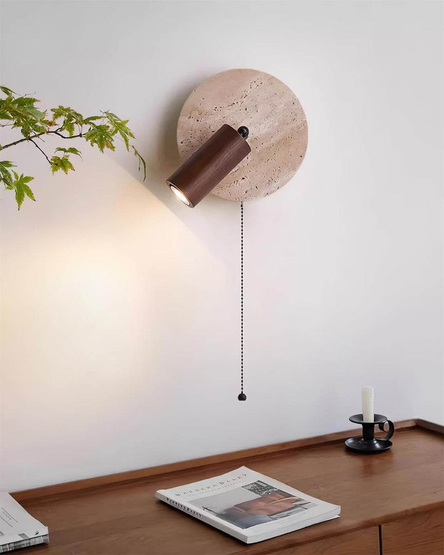 Travertine and Wood Adjustable Wall Light - product view 16