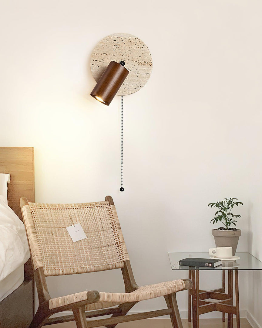 Travertine and Wood Adjustable Wall Light - product view 18