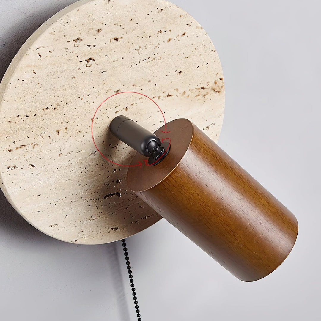 Travertine and Wood Adjustable Wall Light - product view 24