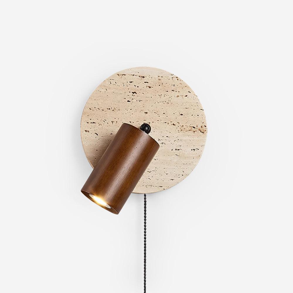 Travertine and Wood Adjustable Wall Light - product view 1