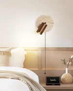 Load image into Gallery viewer, Travertine and Wood Adjustable Wall Light - product view 4
