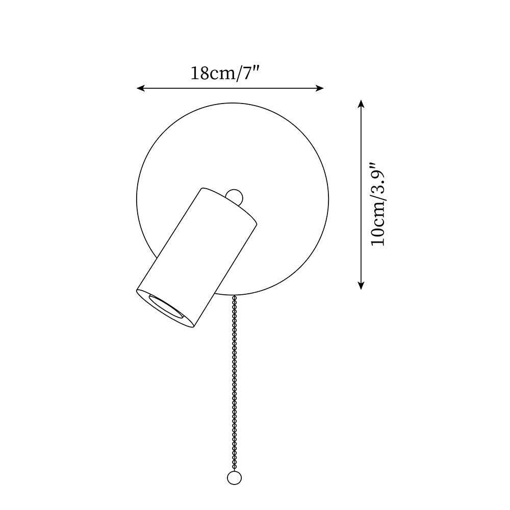 Travertine and Wood Adjustable Wall Light - dimension drawing 5