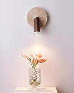 Load image into Gallery viewer, Travertine and Wood Adjustable Wall Light - product view 14