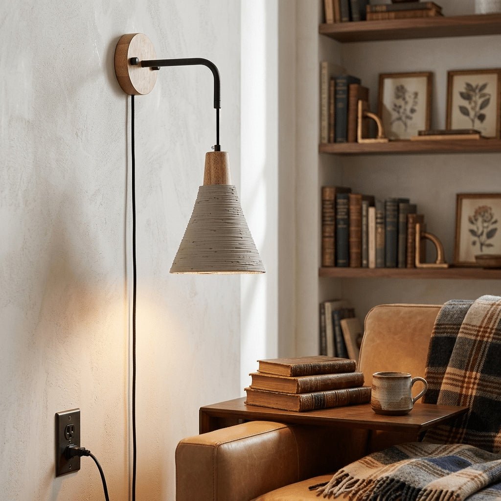 Microcement Wood Plug-In Wall Light - product image 2