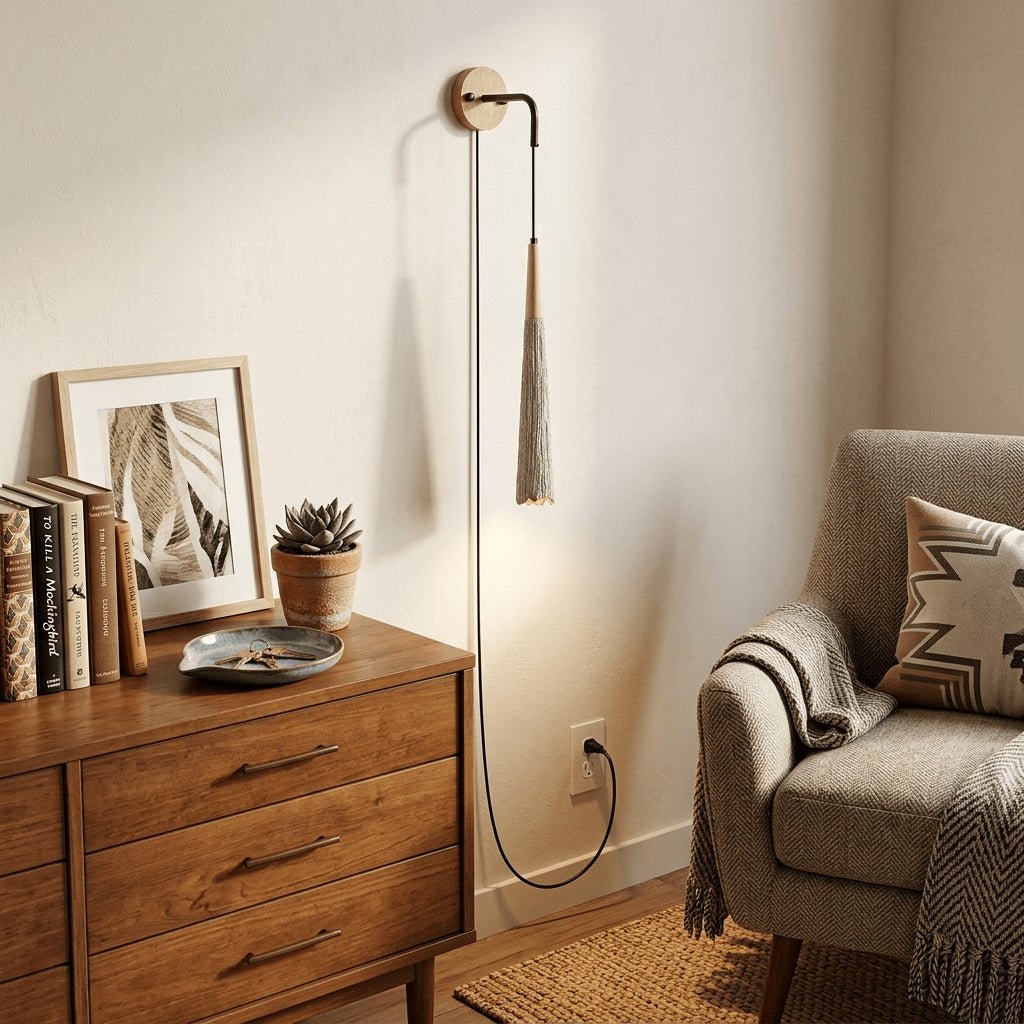 Microcement Wood Plug-In Wall Light - product image 6