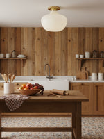 Load image into Gallery viewer, Rivrona Ribbed Glass Flush Mount – Milk Glass Ceiling Light Design
