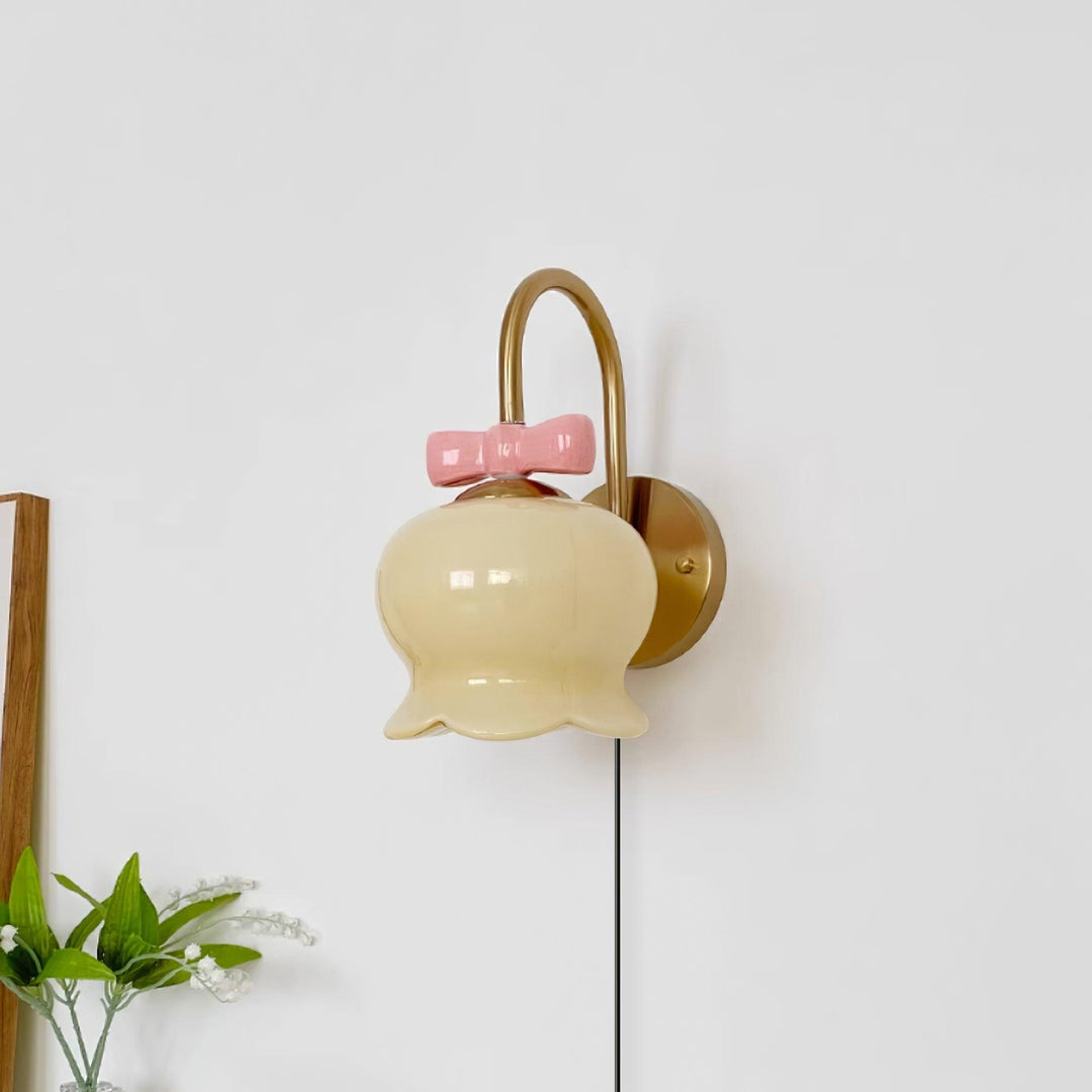 Bow-Topped Glass Bell Plug-In Wall Sconce product view 2